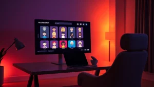 Engaging NSFW character AI chatbot interface showcasing customization features in a modern setting.