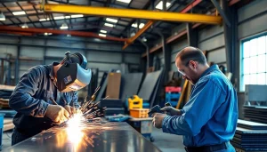 Crafting custom steel fabrication in a professional workshop with skilled workers and precision tools.