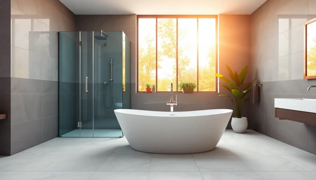 Showcase of sunney shower doors in a modern bathroom setting with elegant design features.