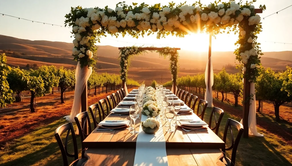 Set the scene for Clarksburg Wedding Venues with a romantic outdoor reception among vineyard hills.
