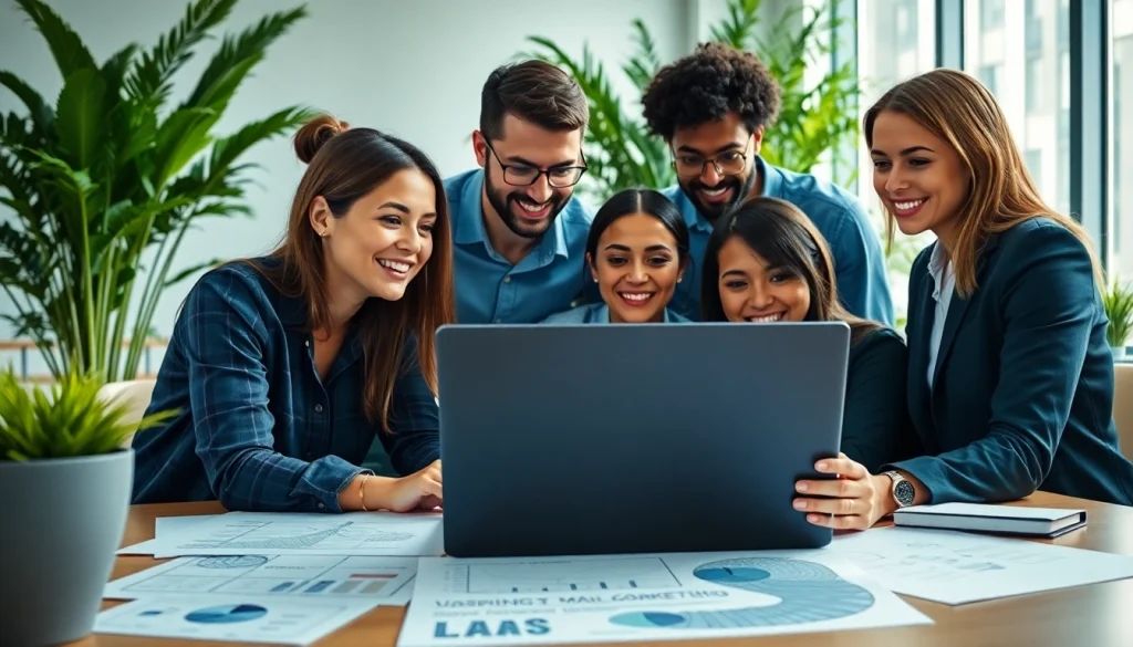 Team strategizing in a vibrant workspace, reflecting agencia hubspot's innovative marketing approach.