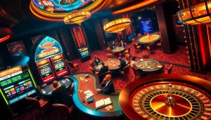 Des joueurs engagés profitant du frisson du casino en ligne français à une table de jeu luxueuse.