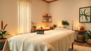 편안한 장식과 부드러운 조명이 있는 인천마사지 룸.