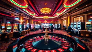 Vivez l'excitation dans cette scène de casino en ligne français avec des joueurs à une table de roulette.