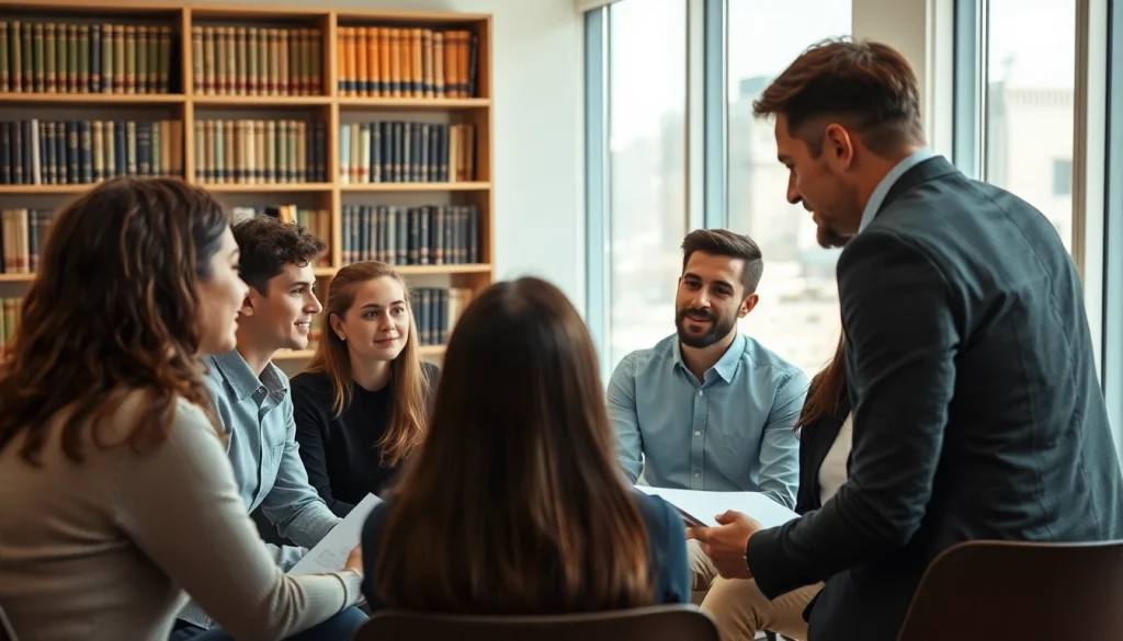 Diskussion über Jugendstrafrecht mit jungen Menschen in einer professionellen Umgebung.