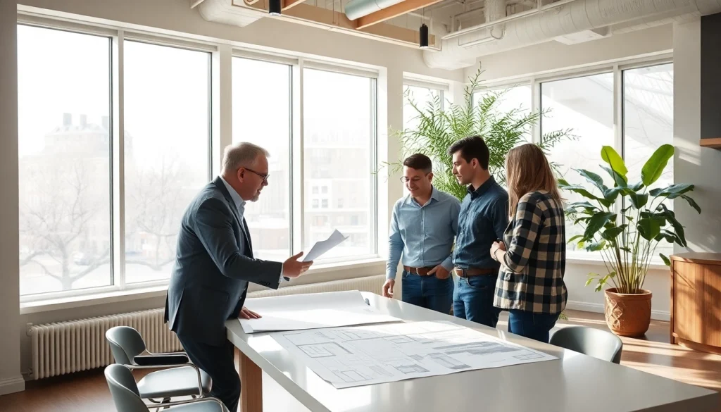 Engaging architectural consultation Boston scene showcasing collaboration and creativity.