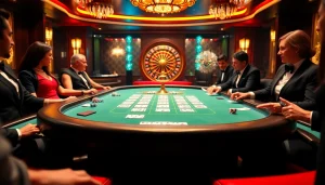 Joueurs engagés dans des jeux de cartes intenses dans un casino en ligne Français, mettant en avant stratégie et excitation.