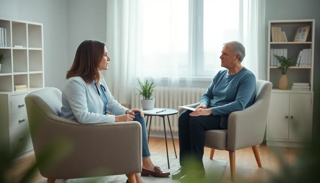 An engaging consultation highlighting anxiety symptoms in a therapeutic setting.