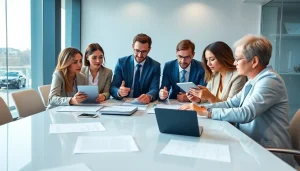 Enhance Contract Management through teamwork and technology in a modern office environment.